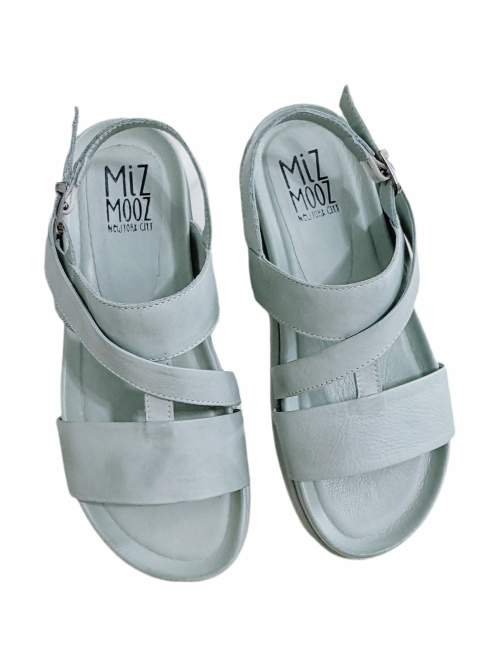 Miz Mooz Pale Green Crisscross Leather Sandals Size 8 - 8.5